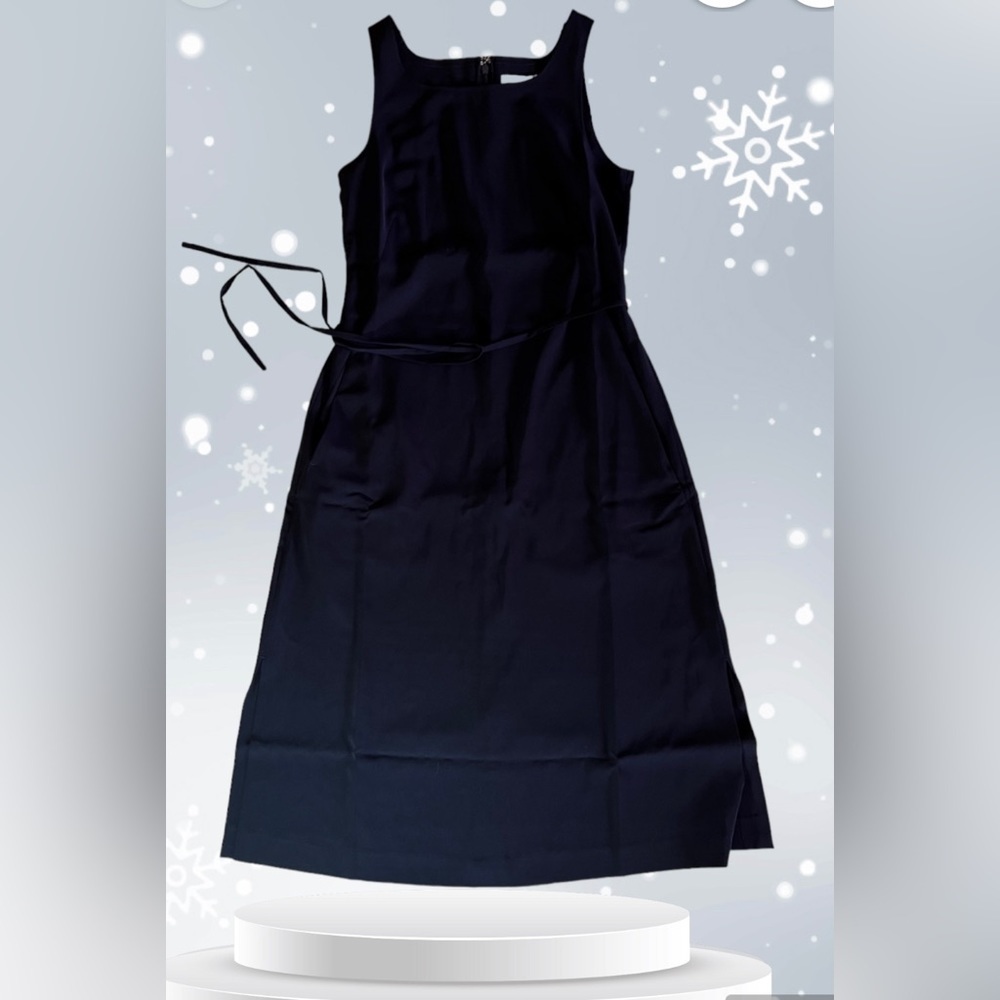 Ministry of Supply Black Swift Sheath Dress Size S Light Airy Remova Waist Tie
